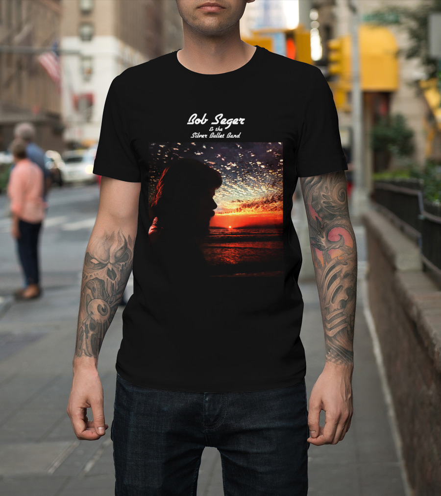 Bob Seger & The Silver Bullet Band Sunset Ocean Silhouette Scene T-Shirt