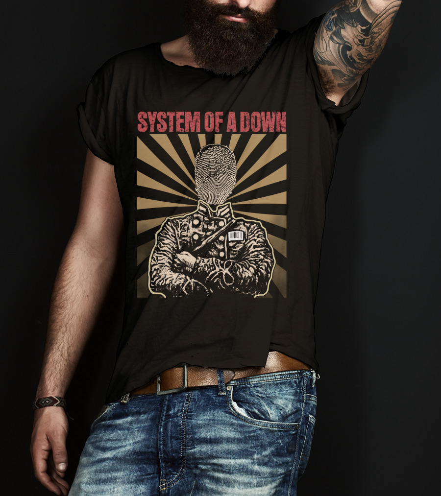 System Of A Down Fingerprint Portrait Starburst T-Shirt