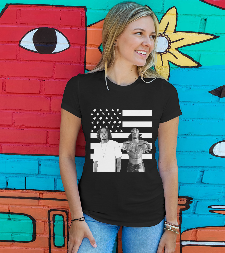 Outkast American Flag Style Black And White Duo T-Shirt