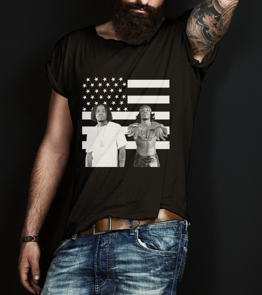Outkast American Flag Style Black And White Duo T-Shirt