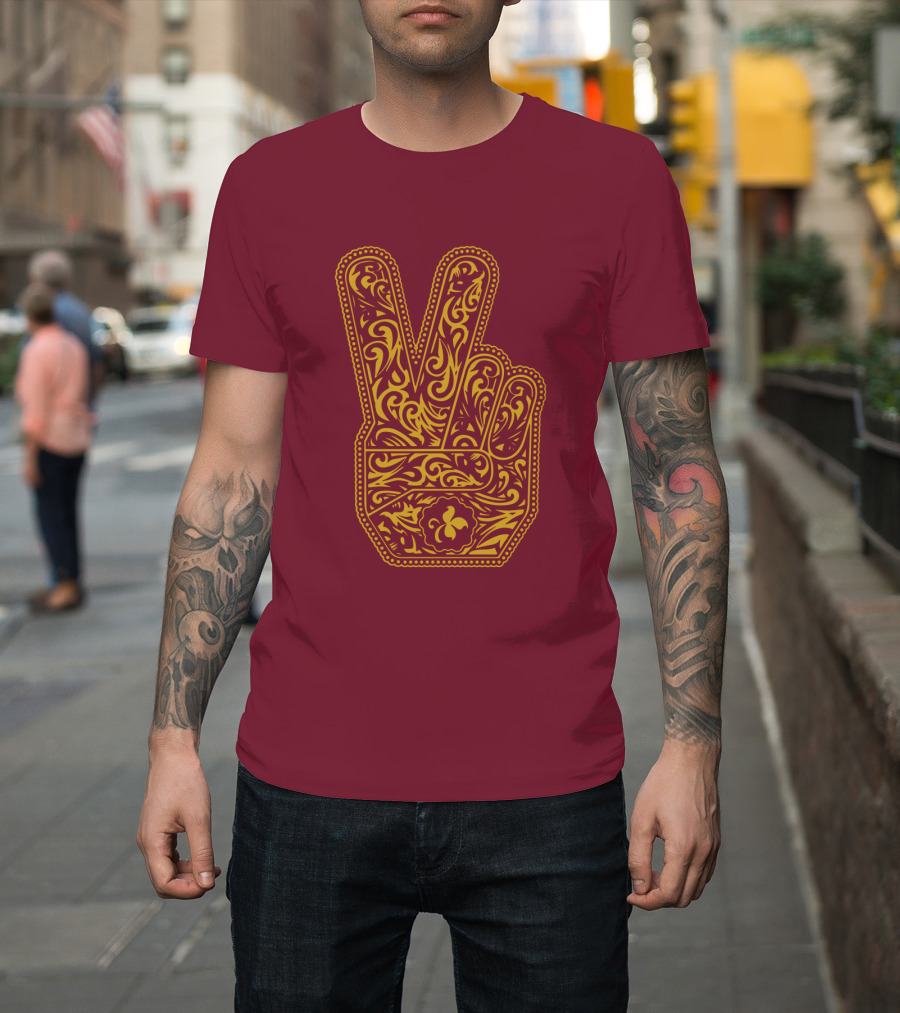 Stp Peace Hand Vintage Ornate Fleur-De-Lis T-Shirt