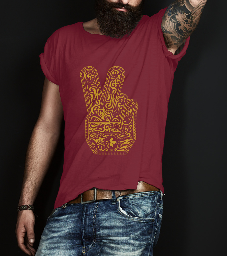 Stp Peace Hand Vintage Ornate Fleur-De-Lis T-Shirt