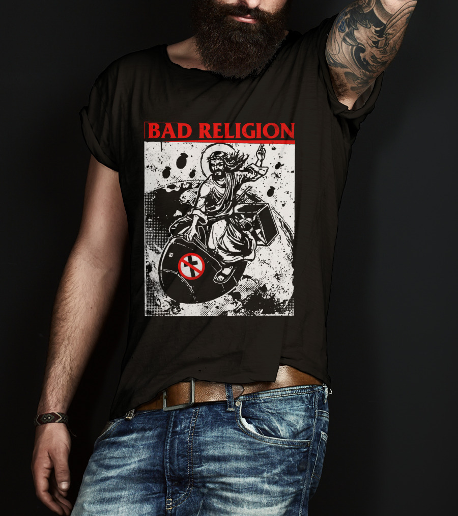 Bad Religion Jesus Riding Bomb Artwork T-Shirt