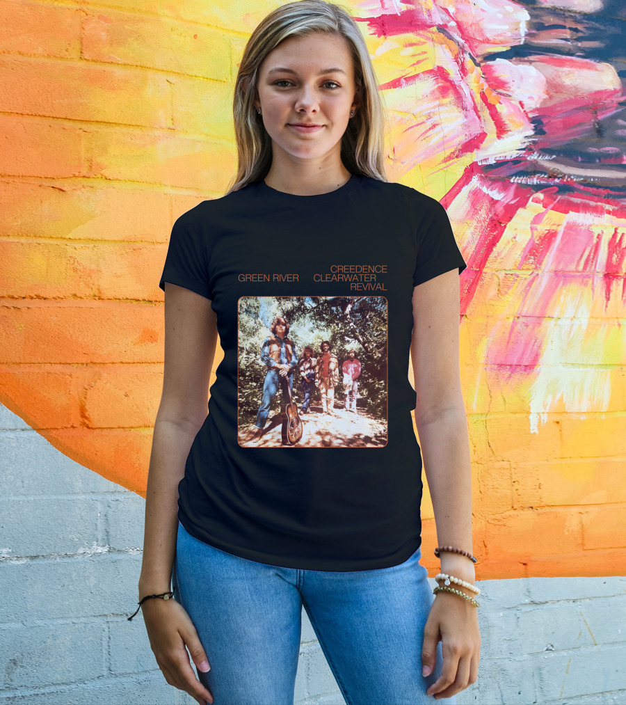 Creedence Clearwater Revival Green River Album Cover Group Photo T-Shirt