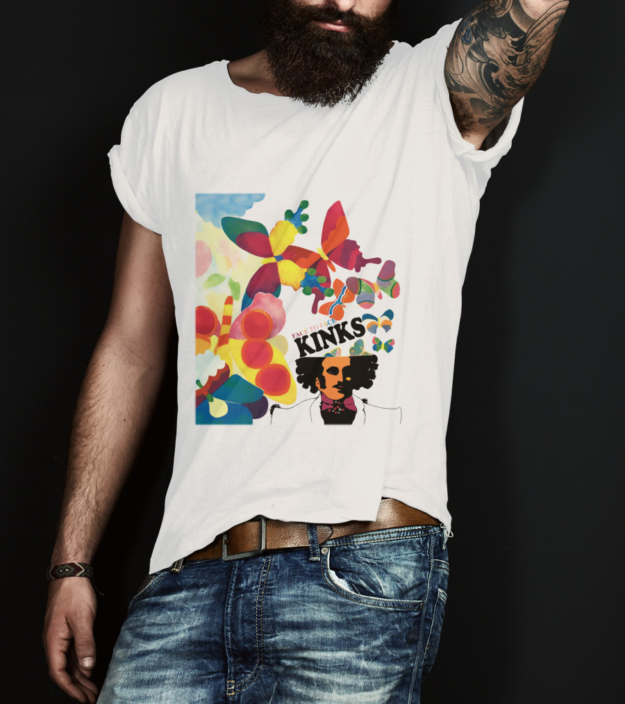 The Kinks Face To Face Colorful Butterflies And Psychedelic T-Shirt