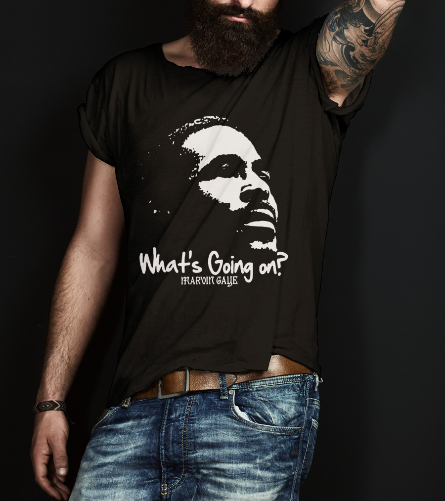 Marvin Gaye What's Going On 1971 Album Cover Art Iconic Black And White Silhouette T-Shirt