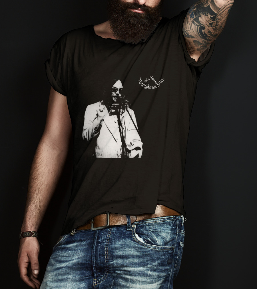 Neil Young Tonight's The Night Black And White Photo T-Shirt