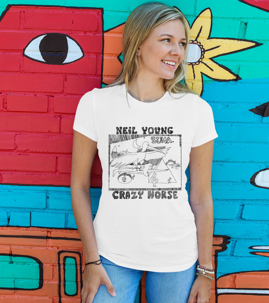 Neil Young Crazy Horse Zuma Desert Scene Eagle And Pyramid T-Shirt