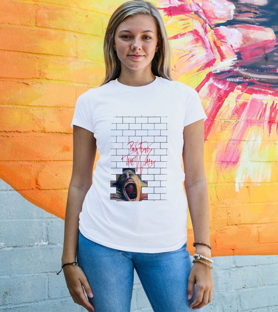 Pink Floyd The Wall Scream Art On Brick T-Shirt