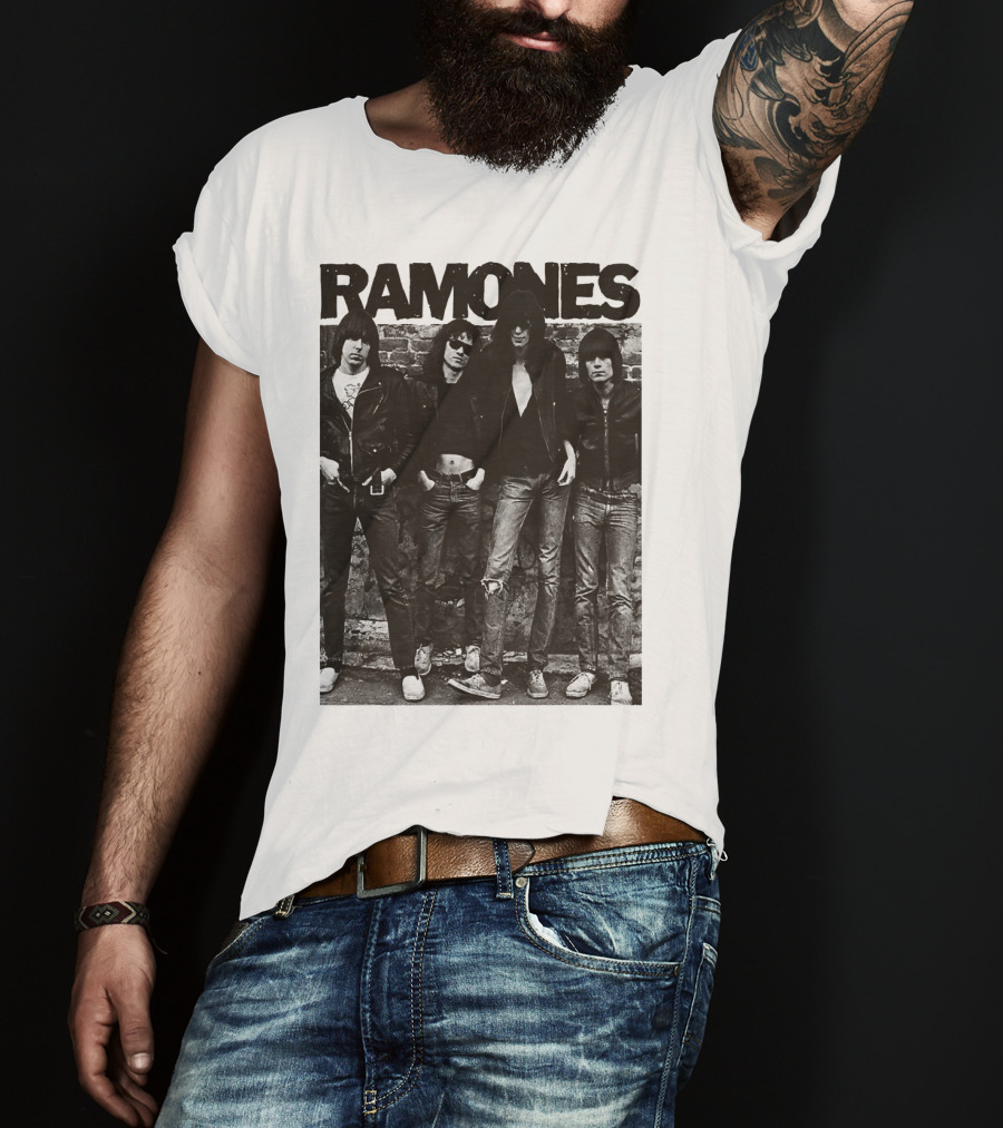 Ramones Black And White Band Photo Iconic Punk Rock Group T-Shirt