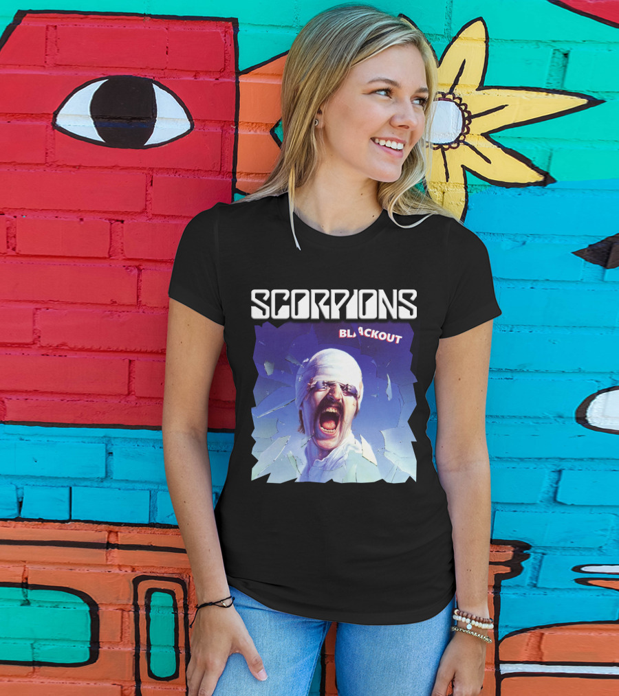 Scorpions Blackout Bandage Scream Cracked Glass T-Shirt