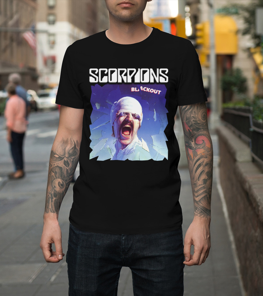 Scorpions Blackout Bandage Scream Cracked Glass T-Shirt