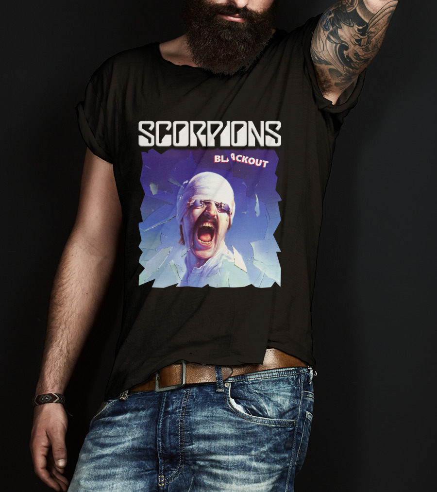 Scorpions Blackout Bandage Scream Cracked Glass T-Shirt