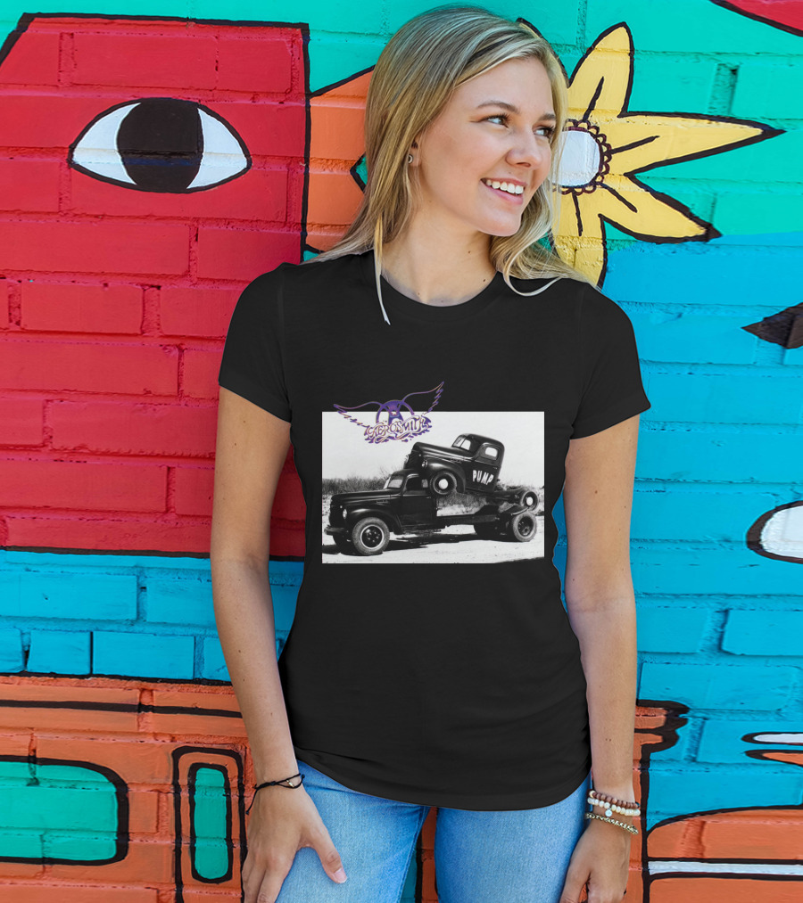 Aerosmith Logo With Trucks And Pump Text T-Shirt