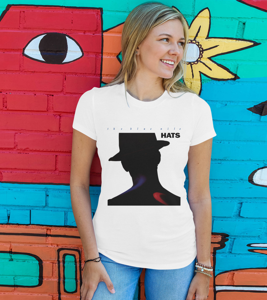The Blue Nile Hats Silhouette With Hat In Black And Blue Accents T-Shirt