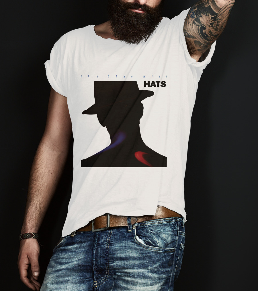 The Blue Nile Hats Silhouette With Hat In Black And Blue Accents T-Shirt