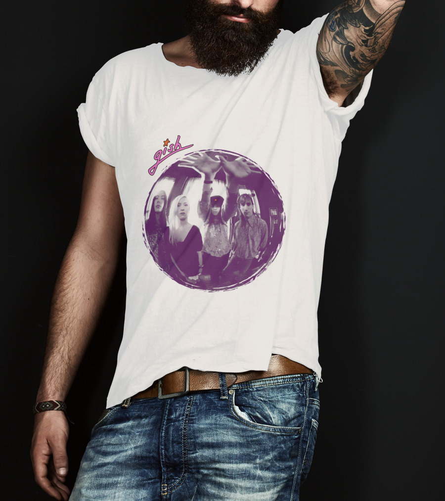 The Smashing Pumpkins Gish Album Band Photo With Purple Circle And Text T-Shirt