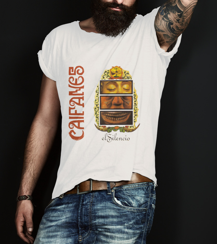 Caifanes El Silencio Aztec-Inspired Face Art In Yellow And Brown T-Shirt