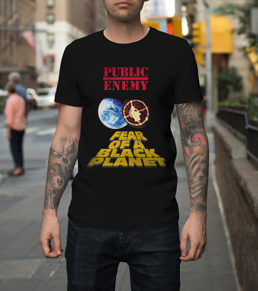 Public Enemy Fear Of A Black Planet Album Cover With Earth And Crosshair Symbol T-Shirt
