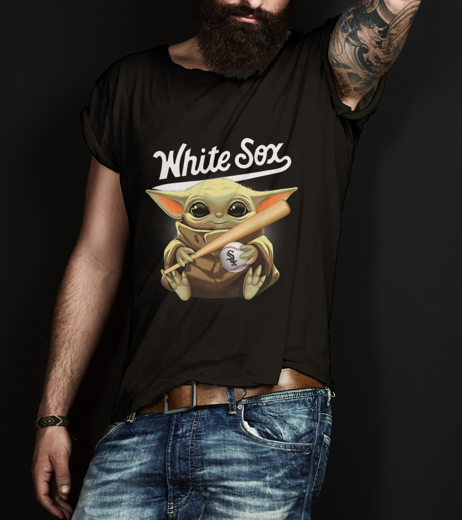 White Sox Baby Yoda With Bat And Baseball T-Shirt