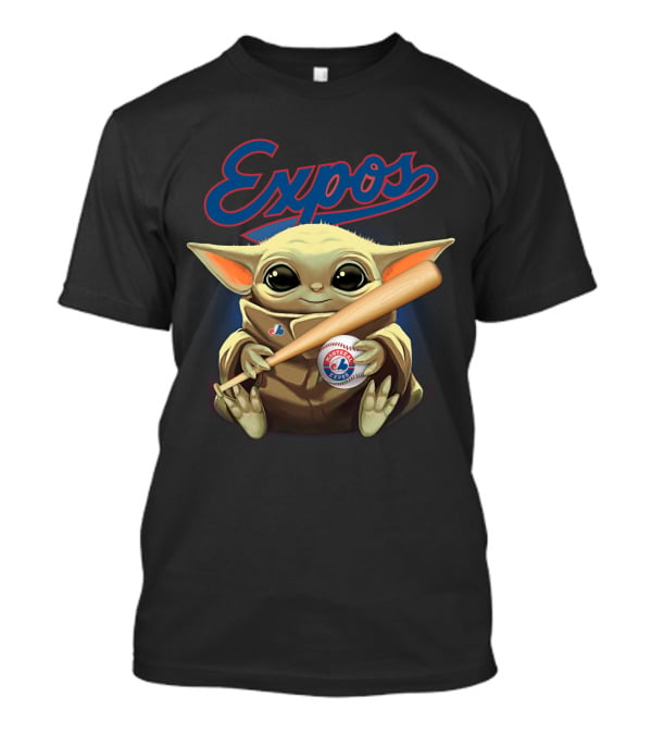 Expos Baseball Baby Yoda Montreal Charm With Bat T-Shirt