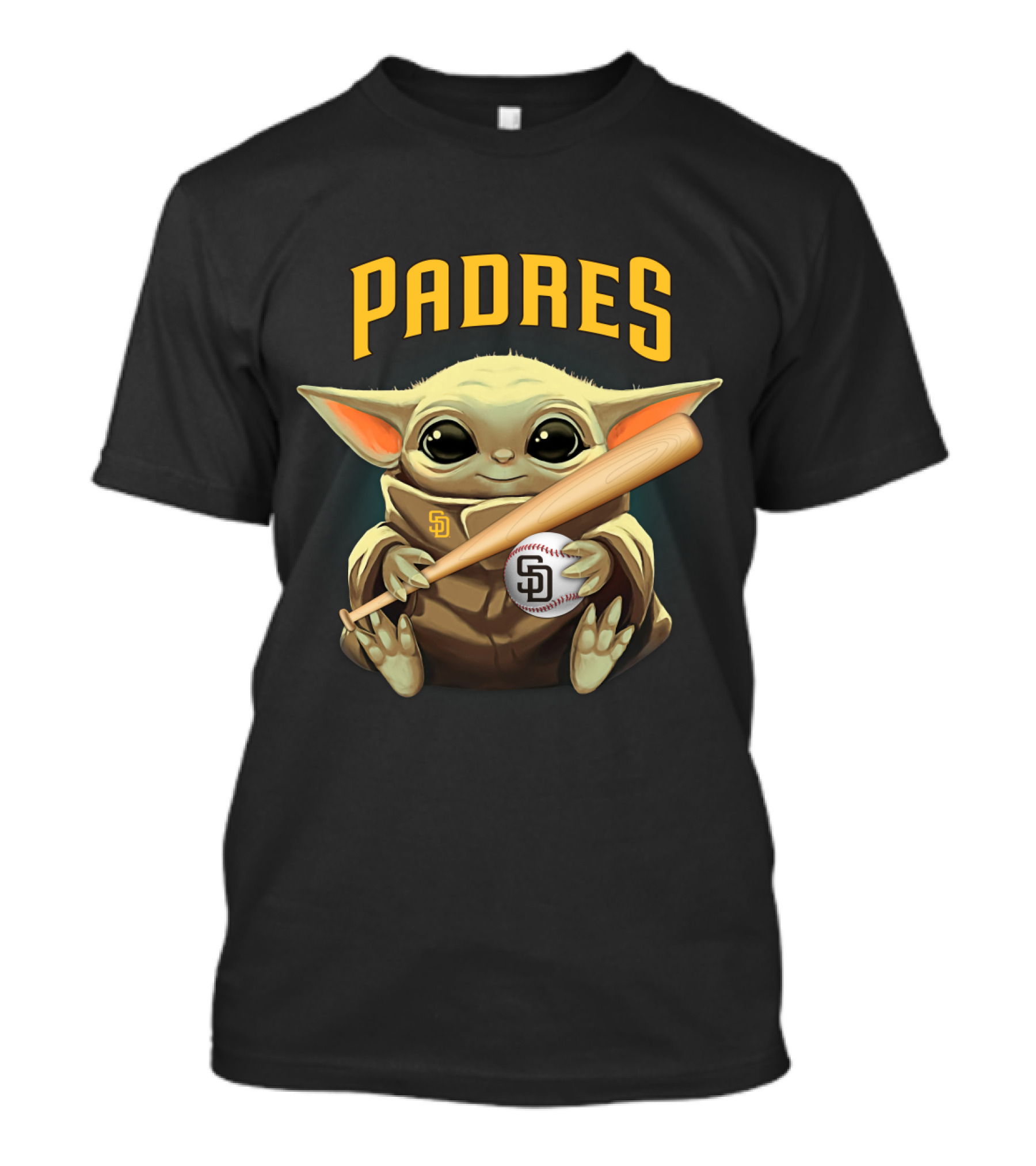 Padres Baby Yoda With Bat And Ball Sd T-Shirt