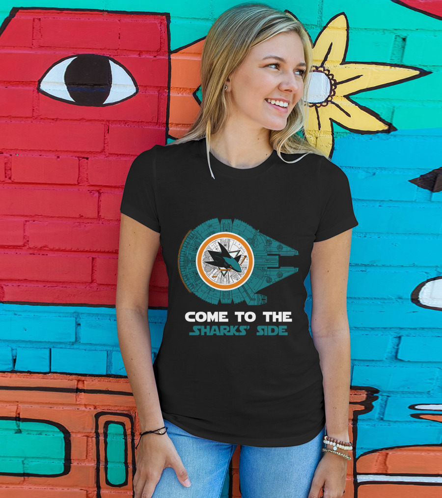 Come To The Sharks' Side San Jose Sharks Millennium Falcon T-Shirt