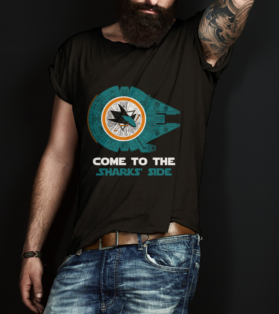 Come To The Sharks' Side San Jose Sharks Millennium Falcon T-Shirt