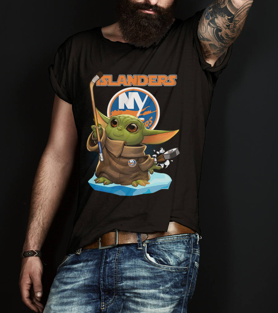 New York Islanders Baby Yoda NY NHL Hockey Puck T-Shirt
