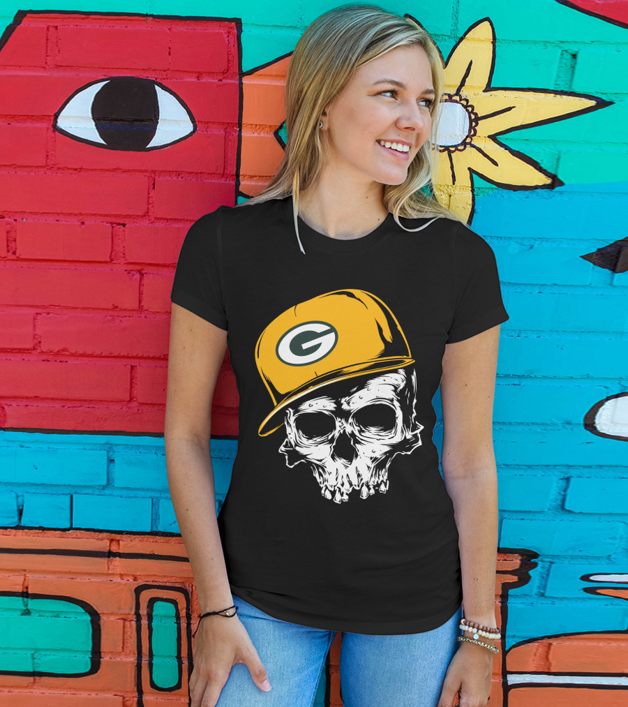 Green Bay Packers Skull With Iconic Cap T-Shirt