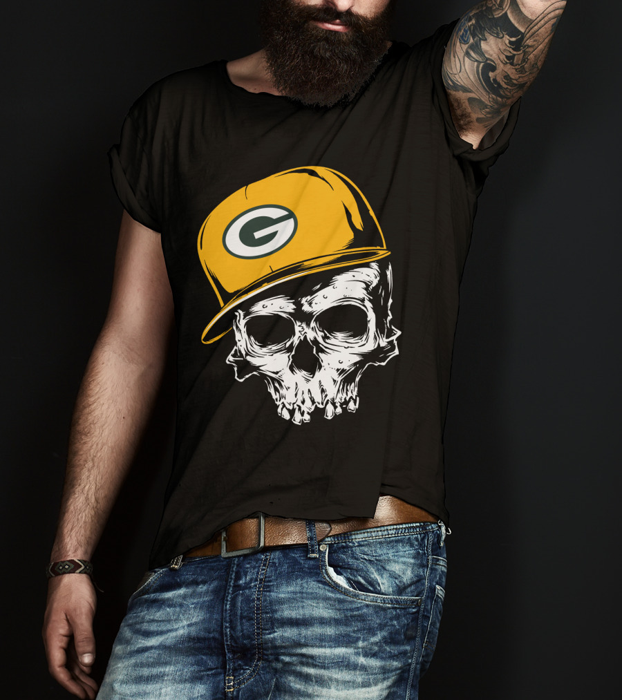 Green Bay Packers Skull With Iconic Cap T-Shirt