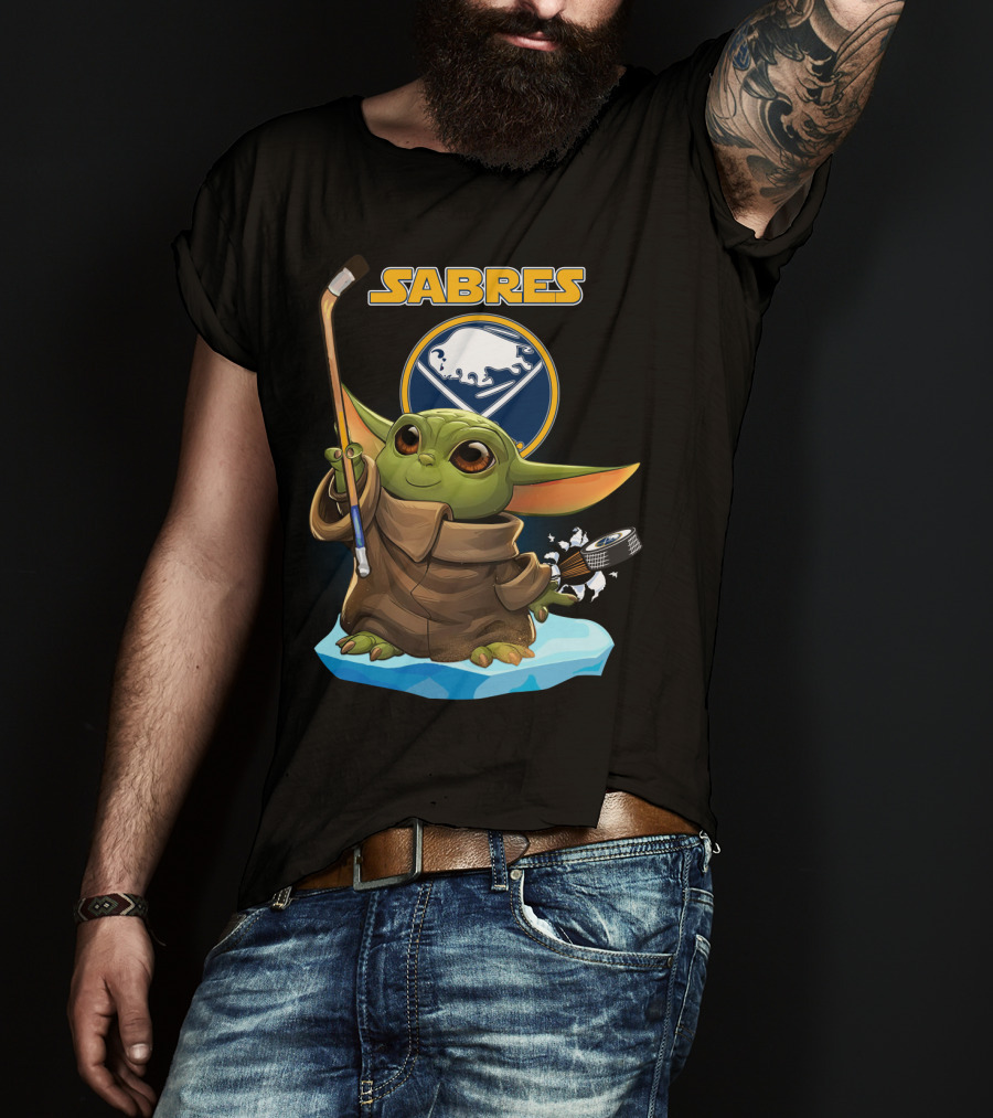 Sabres Baby Yoda Hockey Star Wars Crossover T-Shirt