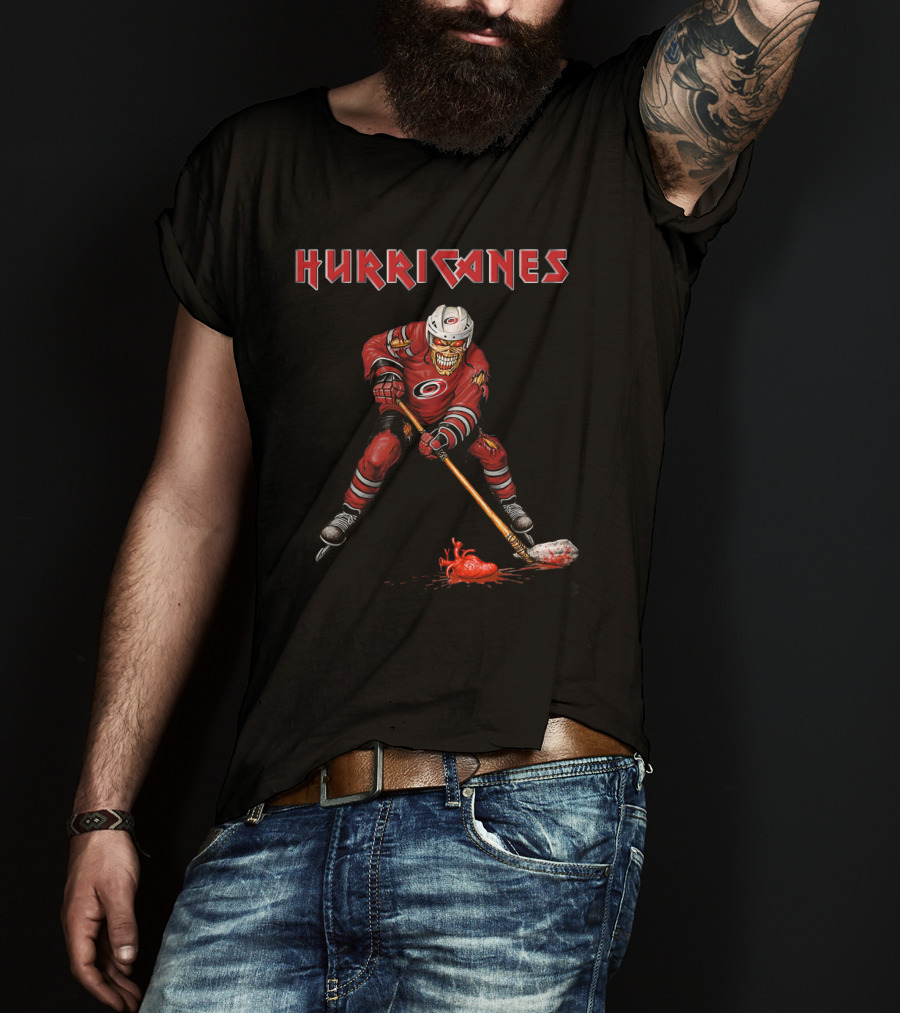 Hurricanes Hockey Skeleton Carolina Ice Horror T-Shirt