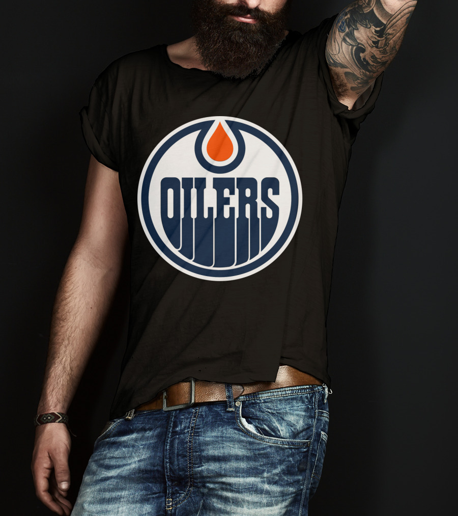 Edmonton Oilers Nhl Team Logo With Classic Oil Drop Symbol T-Shirt