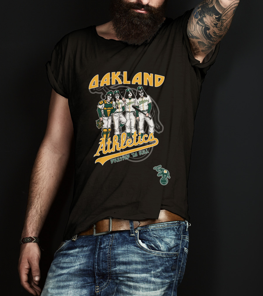 Oakland Athletics Dressed To Kill KISS Style Baseball Players T-Shirt