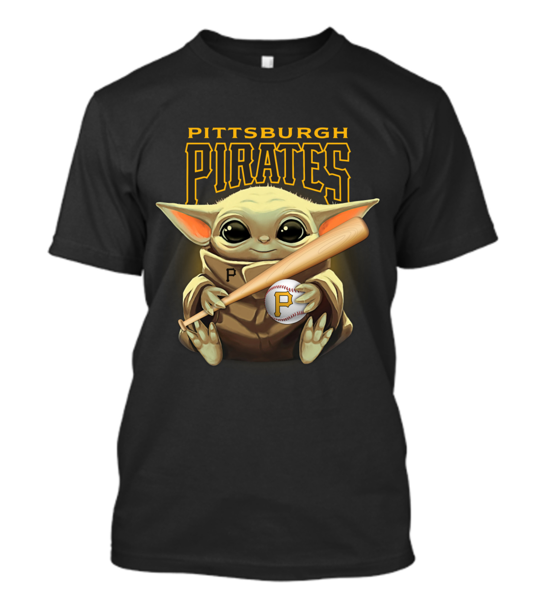 Pittsburgh Pirates Baby Yoda Baseball Bat And Ball T-Shirt
