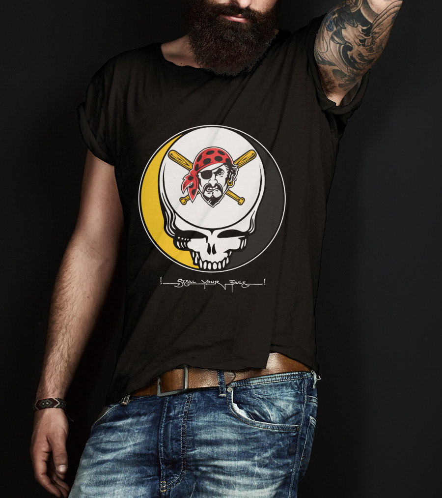 Grateful Dead Steal Your Face Pittsburgh Pirates Skull T-Shirt