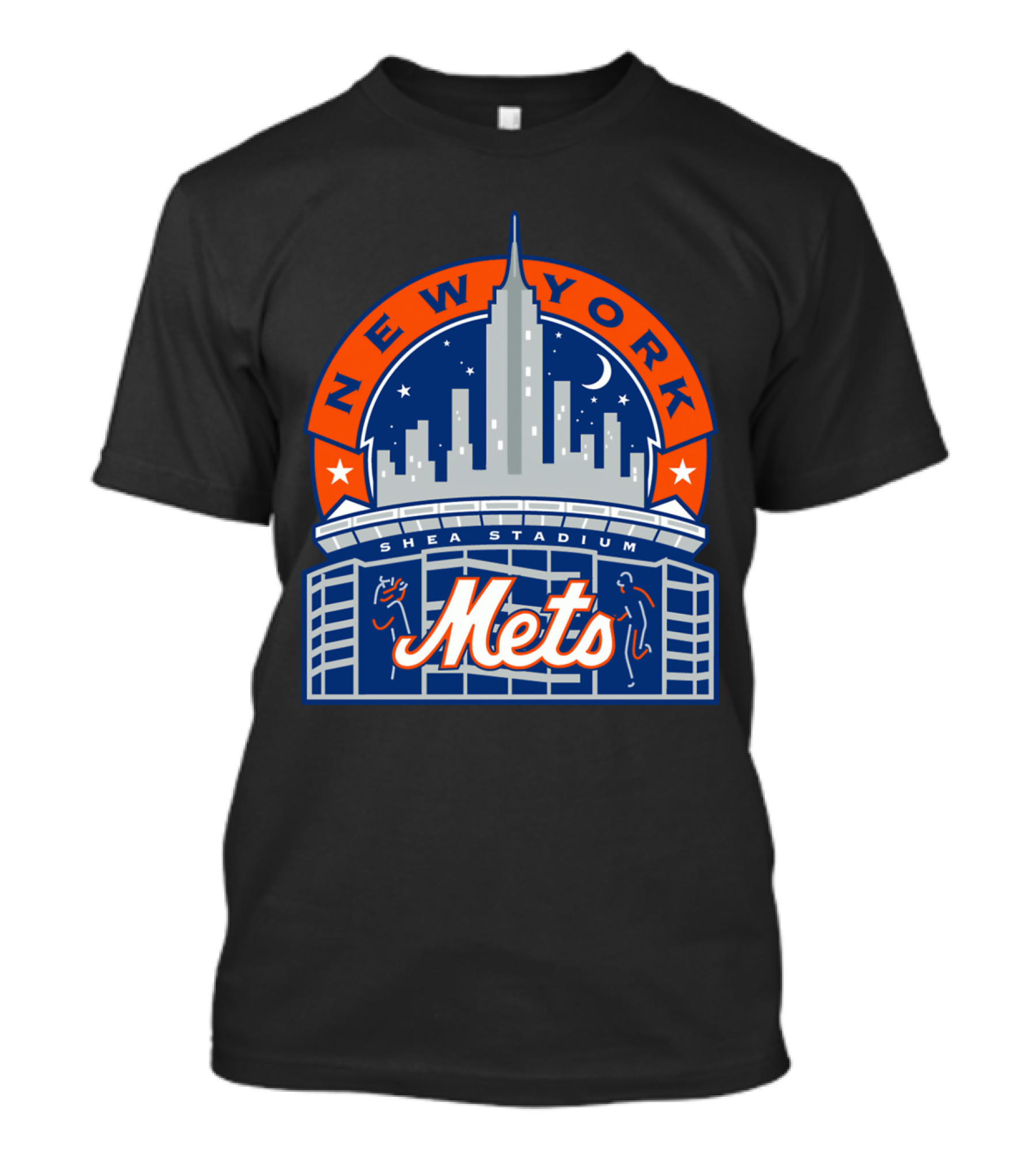 New York Mets Shea Stadium Skyline Moon Stars T-Shirt