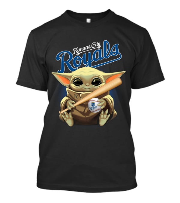 Kansas City Royals Baby Yoda Baseball Bat And Ball T-Shirt