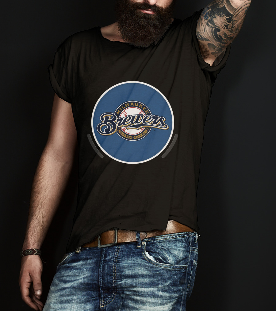 Milwaukee Brewers Baseball Logo With Wheat And Ball T-Shirt