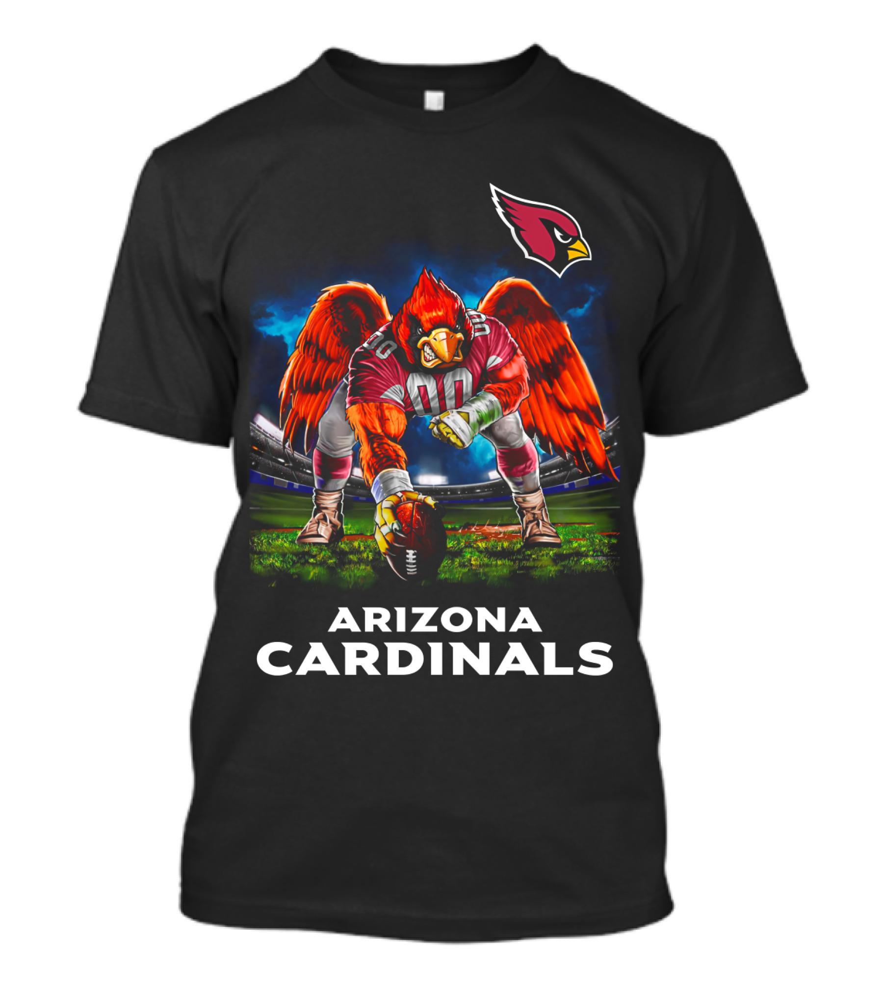 Arizona Cardinals Nfl Football Bird Mascot 3 Point Stance Stadium Scene T-Shirt