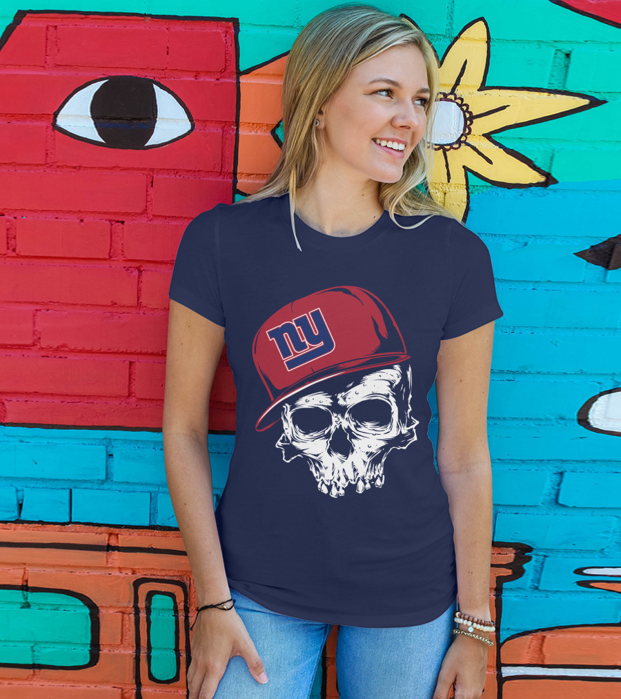 New York Giants Ny Skull Cap Red T-Shirt