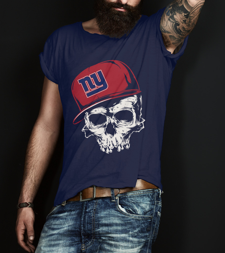 New York Giants Ny Skull Cap Red T-Shirt