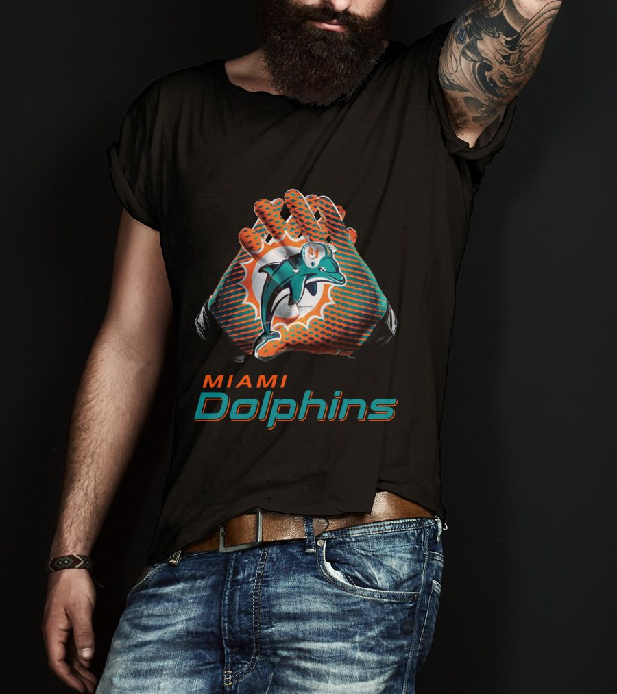 Miami Dolphins Nfl Team Gloves Fan T-Shirt