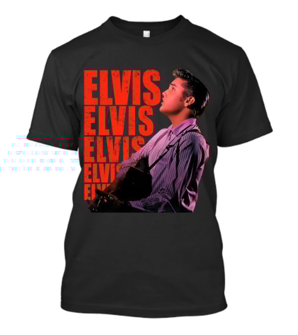 Elvis Vintage Style Portrait With Guitar T-Shirt