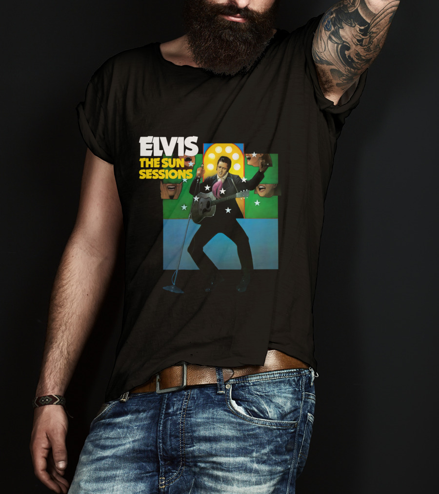 ELVIS The Sun Sessions Iconic Performance Imagery With Guitar And Microphone T-Shirt