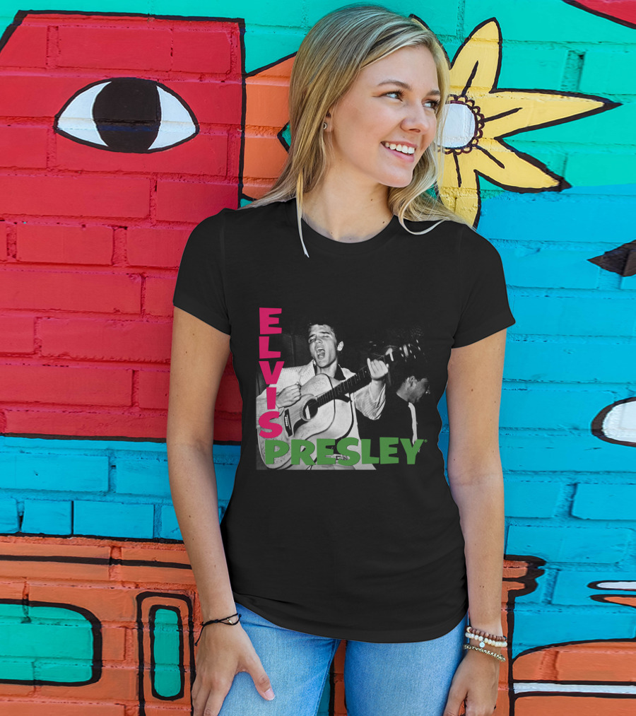 Elvis Presley Guitar Performance Iconic Vintage Image T-Shirt