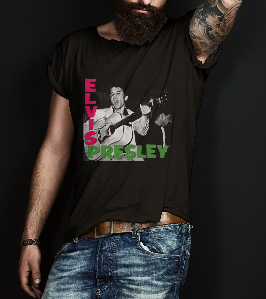 Elvis Presley Guitar Performance Iconic Vintage Image T-Shirt