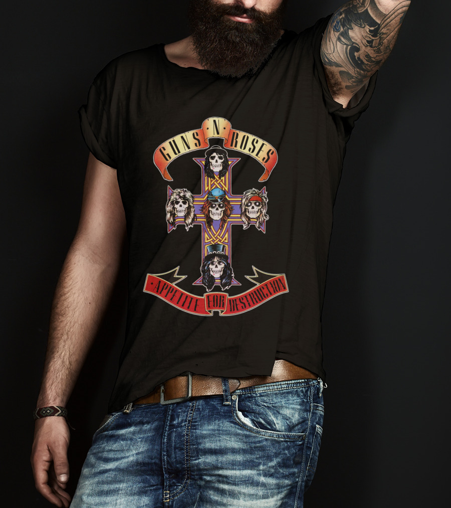 Guns N' Roses Appetite For Destruction Skeleton Cross T-Shirt