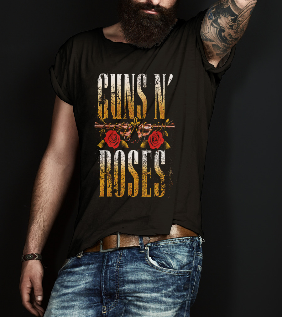 Guns N' Roses Dual Pistols With Red Roses T-Shirt